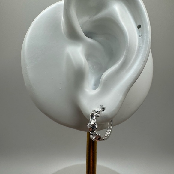 2/$30 Genuine 925 Sterling Silver Floral Hoop Earrings - Picture 8 of 9